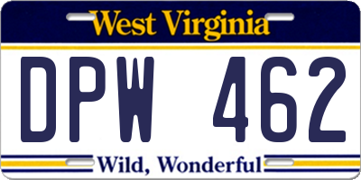 WV license plate DPW462