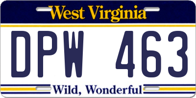 WV license plate DPW463