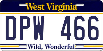 WV license plate DPW466