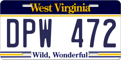 WV license plate DPW472
