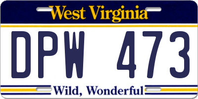 WV license plate DPW473