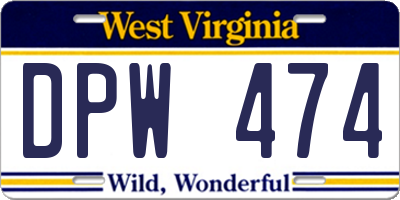 WV license plate DPW474