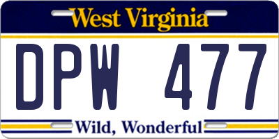 WV license plate DPW477