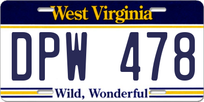 WV license plate DPW478