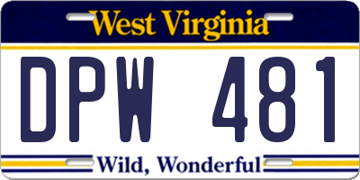 WV license plate DPW481