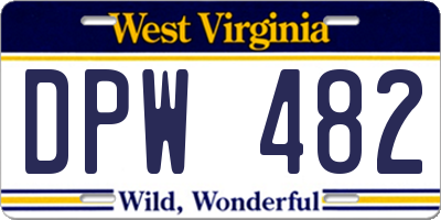 WV license plate DPW482