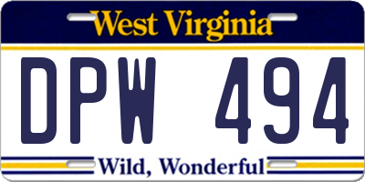 WV license plate DPW494