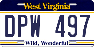 WV license plate DPW497