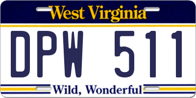 WV license plate DPW511
