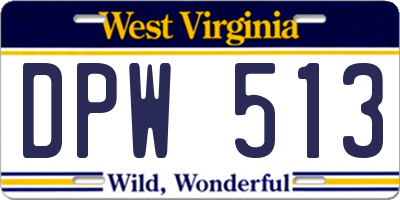 WV license plate DPW513
