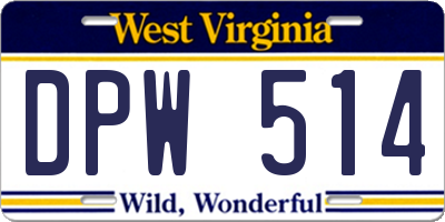 WV license plate DPW514