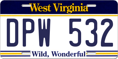 WV license plate DPW532