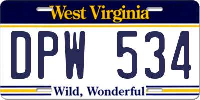 WV license plate DPW534