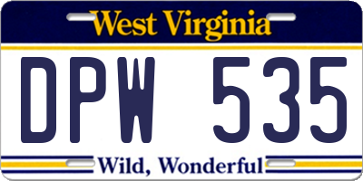 WV license plate DPW535