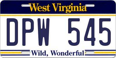 WV license plate DPW545