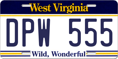 WV license plate DPW555