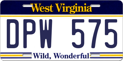 WV license plate DPW575