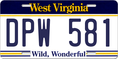 WV license plate DPW581