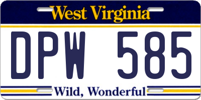 WV license plate DPW585