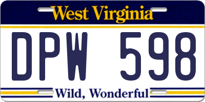 WV license plate DPW598