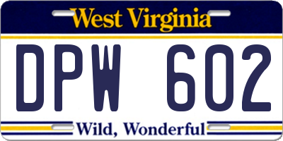 WV license plate DPW602
