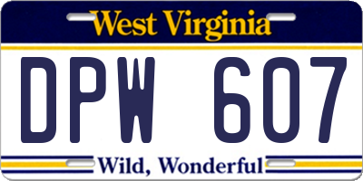 WV license plate DPW607