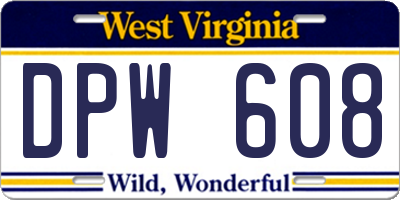WV license plate DPW608