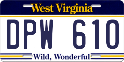WV license plate DPW610