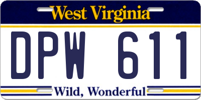 WV license plate DPW611