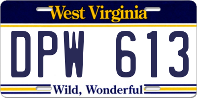 WV license plate DPW613