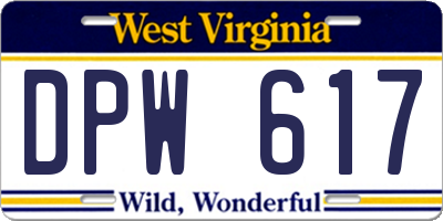 WV license plate DPW617