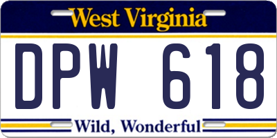 WV license plate DPW618