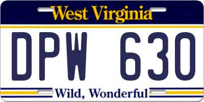 WV license plate DPW630