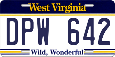 WV license plate DPW642