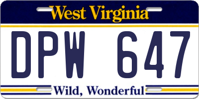 WV license plate DPW647