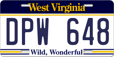 WV license plate DPW648