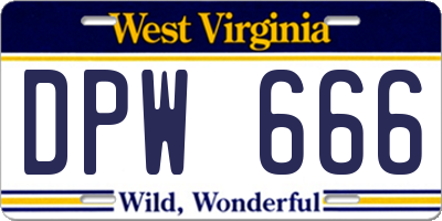 WV license plate DPW666