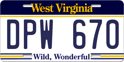 WV license plate DPW670