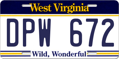 WV license plate DPW672