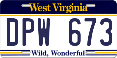 WV license plate DPW673