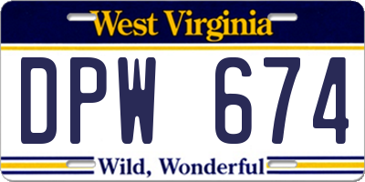 WV license plate DPW674