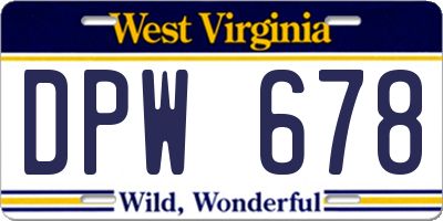 WV license plate DPW678
