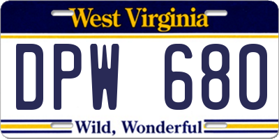 WV license plate DPW680
