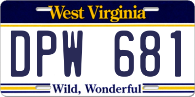WV license plate DPW681