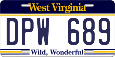 WV license plate DPW689