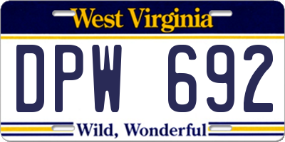 WV license plate DPW692