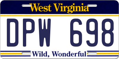 WV license plate DPW698