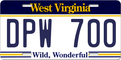 WV license plate DPW700