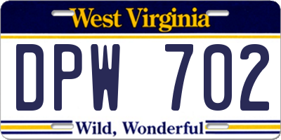 WV license plate DPW702