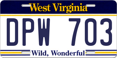 WV license plate DPW703